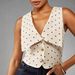 Women's Polka Dot Sleeveless Vest Buttoned Front Fitted Top V Neck Elegant Formal Sailor Style_ecoleips.com