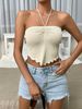 New European And American Summer Fashion Independent Site Cross-border Sexy Ruffled Halter Neck Strap Two-way_ecoleips.com