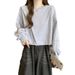 2024 New Round Neck Hoodless Long Sleeve Sweatshirt Loose Fit, Korean Style, Versatile, Short Top For Petite Women,_ecoleips.com
