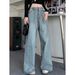Botvotee Elastic Waist High Waist Wide Leg Jeans For Women Loose Straight Blue Long Denim Pants Female Fashion Streetwear Jeans_ecoleips.com