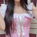 AD974 New Sweet Plaid Chic Lace Camisole For Women, French Square Neck Sexy Hot Girl Style Tank Top_ecoleips.com