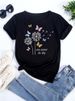 European And American Cross-border Foreign Trade Women's Clothing Dandelion Plant Print Round-neck Short-sleeve T-shirt_ecoleips.com
