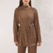 Autumn-Women's Relaxed Tie-Neck Knit Set – High-Neck Top & Wide-Leg Pants_ecoleips.com