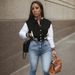 Women's Color Block Jacket Autumn Single Breasted Letter Baseball Sports Outerwear_ecoleips.com