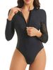 2026 Slim Rush Guard Long Sleeve Surfing Swimsuit Women With Zipper One Piece Swimwear Female Bathers Bathing Swimming Swim Suit_ecoleips.com