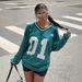 Women's Digital Printed Long Sleeve T-Shirt Color Block V-Neck Pullover Loose Fit American Style Top_ecoleips.com