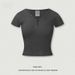 BE Women's Clothing 2025 Summer American Design Sense Spicy Girl Slim Fit Top Button V-Neck Shoulder Short Sleeved_ecoleips.com