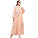 Elegant Long Robe for Women Embroidered Flowers High Neck Loose Fitting Fashionable Classy Banquet Ethnic Style Skirt_ecoleips.com