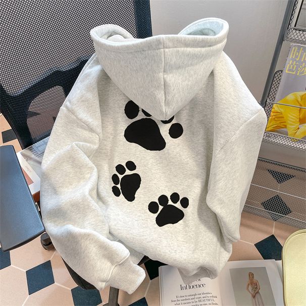 New 2025 Women's Thickened Fleece Lined Hooded Sweatshirt American Trendy Brand Autumn Winter Loose Casual Style for Couples_ecoleips.com