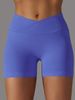 K Seamless Knitted Breathable Solid Color Cross Waist Peach Hip Yoga Shorts For Running And Fitness, Three Part Pants For Women_ecoleips.com
