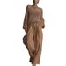 Women's Spring/Summer Two Piece Set Hollow Out Knit Top With Cotton Linen Pants Style_ecoleips.com