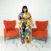 Plus Size Off-Shoulder Floral Print Jumpsuit With Belt, Wide Leg Knit Romper, Five-Sevenths Sleeve Comfortable One-Piece Outfit For Women_ecoleips.com
