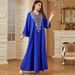 Women's Loose Long Sleeve Embroidered Dress Solid Color plus Size Robe 4330 Cross Border Hot Selling Muslim Fashion_ecoleips.com