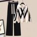 Women's Clothing Salt Light Luxury Suit Meat Covering College Style Hooded Knitted Sweater Wide Leg Pants Two Piece Suit_ecoleips.com