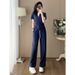 Women's Clothing High End Contrast Color V Neck Wide Leg Pants Fashion Suit Summer Style Outfit_ecoleips.com