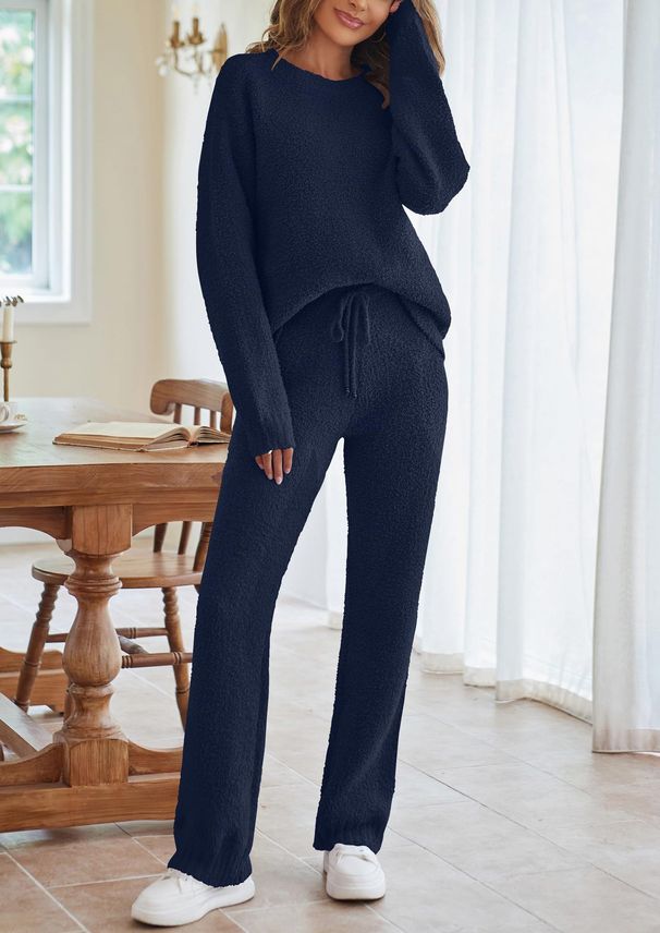 Women's Premium Fleece Lounge Set Ultra-Soft Fabric Long Sleeve Top And Jogger Pants Relaxed Fit Matching Outfit Winter Comfort_ecoleips.com