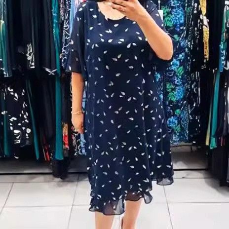 2024 European American Foreign Trade Women's Clothing, Elegant And Stylish Plus-size Chiffon Printed Short-sleeve_ecoleips.com