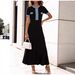 Stylish Black A-Line Knit Dress – Slim Fit Short Sleeve Summer Dress For Women_ecoleips.com