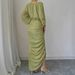 Women's Clothing Temperament Slim Fit Pleated Solid Color Dress_ecoleips.com