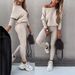 2024 European And American Foreign Trade Hot Sale Solid Color Fashion Casual Lace-Up Off-Shoulder Sports Pants Long Set_ecoleips.com