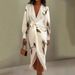 2026 European American Cross-border Elegant Style Deep V-neck Long-sleeve Printed Dress, Youthful And Elegant, Suitable_ecoleips.com