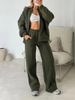 Women's Clothing New Fashion Casual Suit Solid Color Long Sleeved Sweatshirt Zipper Trousers Two Piece Suit_ecoleips.com