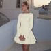 French-style Women's Clothing 2025 Autumn New Fashion Beaded Round-neck Pleated Slim-fit Waist-cinching Back-zip Dress_ecoleips.com