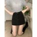 Women's Clothing Design Denim Skirt Female Spring And Autumn New Black All Match High Waist A Line Hip Skirt_ecoleips.com