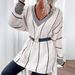 Aria Basics Aria Basics European American Cross-border V-neck Color-blocked Vertical Stripe Pullover Autumn And Winter New Loose Sweater_ecoleips.com