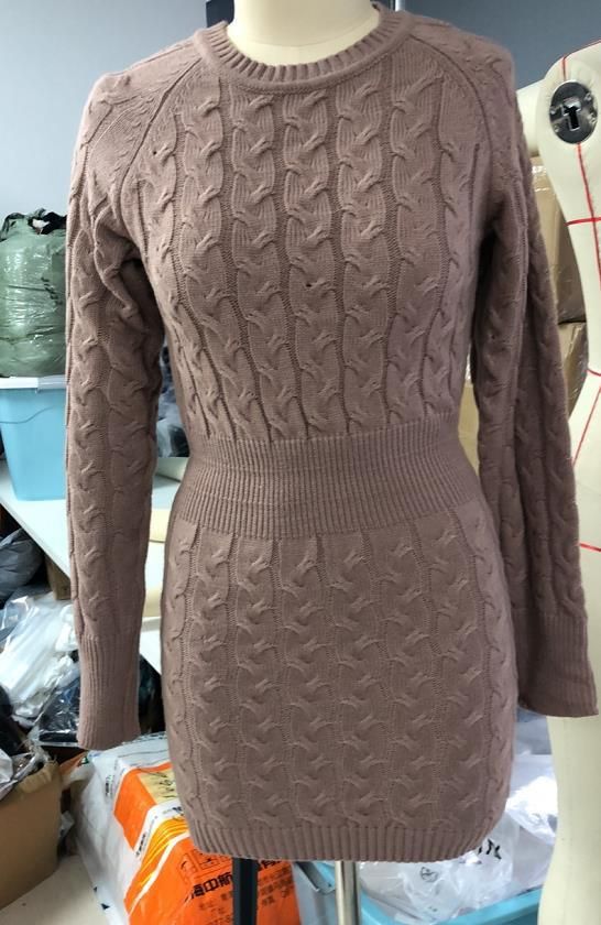 Women's Long Sleeve Round Neck Bodycon Sweater Dress - Fall Winter Stretchy Knit Casual Tunic Pullover_ecoleips.com