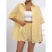 Women's Clothing Fashion Women's Lapel Casual Striped Short Sleeved Pants Two Piece Suit_ecoleips.com