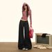 New Autumn And Winter Red Buttonhole Low-waist Loose A-line Washed Original Color Trendy Women's Denim Wide-leg Pants_ecoleips.com