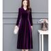High-end Gold Velvet Stylish Dress Spring, Autumn, And Winter, Long Skirt For Mothers, Cheongsam-style,_ecoleips.com
