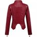 K Leather Jacket Women's New Suit Collar With Rivets, Waist Cinched Short Leather Jacket_ecoleips.com