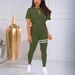 Women's round Neck Long Sleeve Two Piece Suit Summer Style Top And Trousers Set European And American Cross Border Spot Supply_ecoleips.com