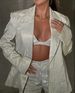 Women’s Clothing Glittery Look Fashion Suits Shiny Suit Jacket Underwear Straight Pants Three Piece Suit_ecoleips.com