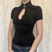 New Foreign Trade European And American Gothic Pure Desire Style Lace Hollow-out Black Stand-up Collar Short-sleeve_ecoleips.com