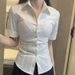 Women's Classic Fitted White Shirt JK Style Long Or Short Sleeve Top for Autumn And Winter_ecoleips.com