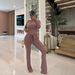TW832 Women's Casual Striped Two-Piece Set Spring Autumn European American Style Hooded Top And Sports Drawstring Pants_ecoleips.com