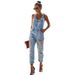 Cross-Border European And American Jeans Women In Stock Light Blue Ripped Overalls SHEIN Foreign Trade_ecoleips.com