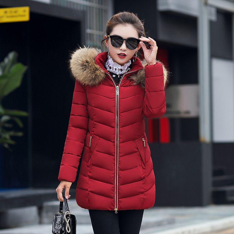 Women's Clothing Winter New Cotton Padded Jacket Women's Mid Length Slim Fit Cotton Padded Jacket Large Fur Collar Down Cotton Padded Jacket Women_ecoleips.com
