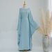 Modest Abaya Dress Oversized V-Neck Maxi Dress With Inner Tie – Flowy Polyester, Modest & Boho (20 Colors, 1-2 Size)_ecoleips.com