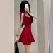 Pure Desire Style Red Spaghetti Strap For Women Summer New Design Sense Niche Temperament Waist-Cinching Slimming Short_ecoleips.com