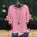 Plus-size Tassel Ruffle Sleeve Round-neck Printed Color-block Women's Loose T-shirt_ecoleips.com