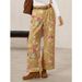 Women's High-Waisted Wide Leg Jeans Retro Rose Print Loose Fitting Casual Trousers Rolled up Cross Border Bestseller_ecoleips.com