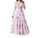 Foreign Trade Women's European And American Cross-Border New Style Sexy Fashion Off-Shoulder Floral Long Dress_ecoleips.com