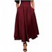 Women's Clothing High-Waisted Pleated Skirt With Side Slit Belt And Pockets Women's Retro Style Full Skirt_ecoleips.com