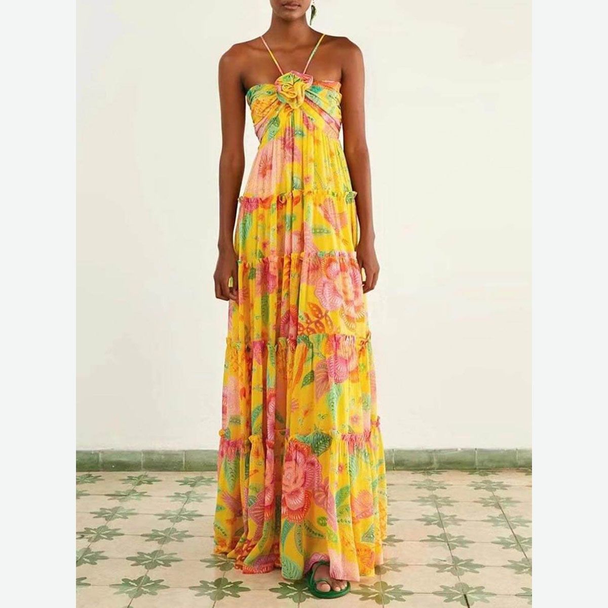 Women's Clothing Sexy Women's Clothing New Fashion Print Sexy Halter Neck Sleeveless Tube Top Loose Jumpsuit_ecoleips.com