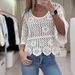 Women's Lace Long Sleeve Hollow Out Embroidered Cover Up Top American Style New Clothing_ecoleips.com