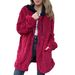 Women's Hooded Fleece Jacket – Oversized Zip-Up Long Sleeve Coat In Wine/Taupe/Gray/Black, Streetwear Style With Cozy Plush Lining_ecoleips.com